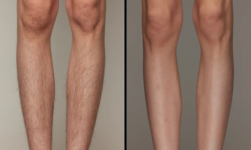 Piernas antes y después